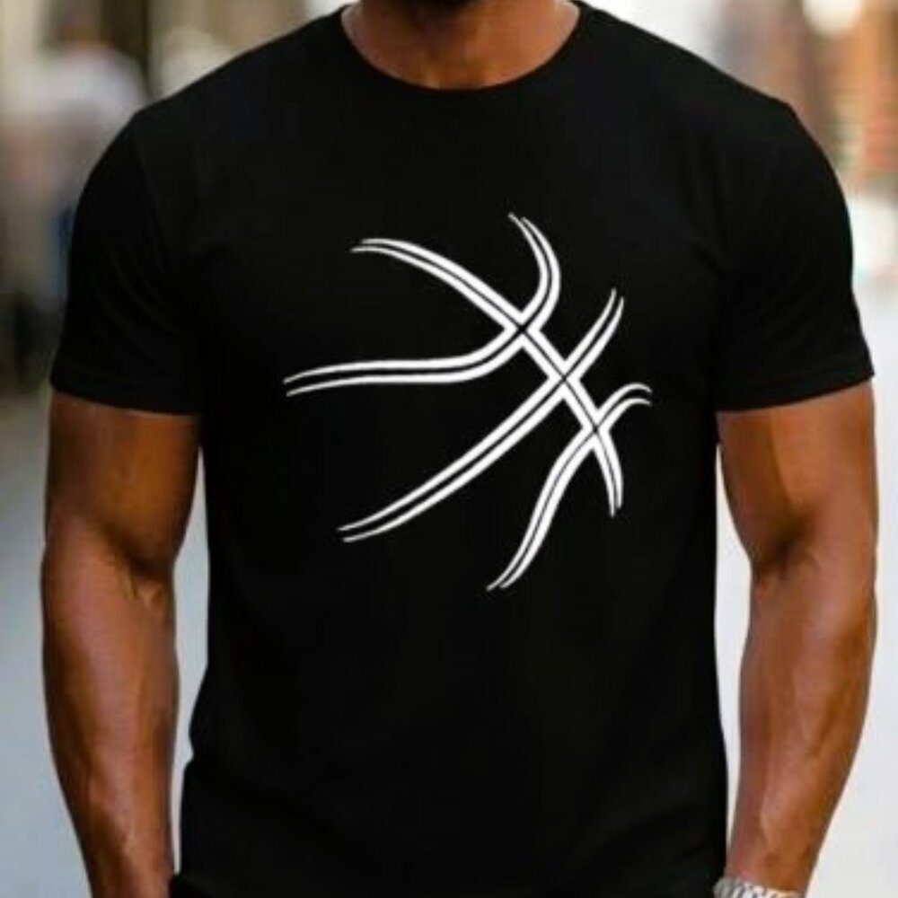 Basketball Men's T-Shirt, Crew Neck, Casual Soft Cotton, Short Sleeves